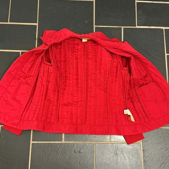 Sigrid Olsen Red Quilted Jacket with knit sleeves.  Size Petite Small - Picture 4 of 4
